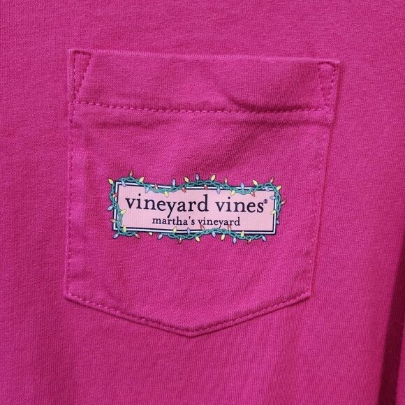 Vineyard Vines Women's Size Large Long Sleeve Tee Hot Pink Holiday - Picture 5 of 9